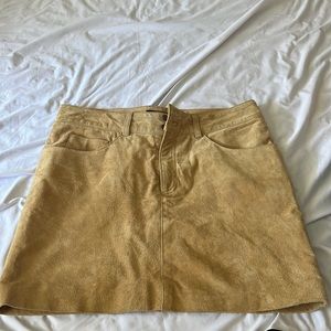 Tan leather skirt, pacific rose